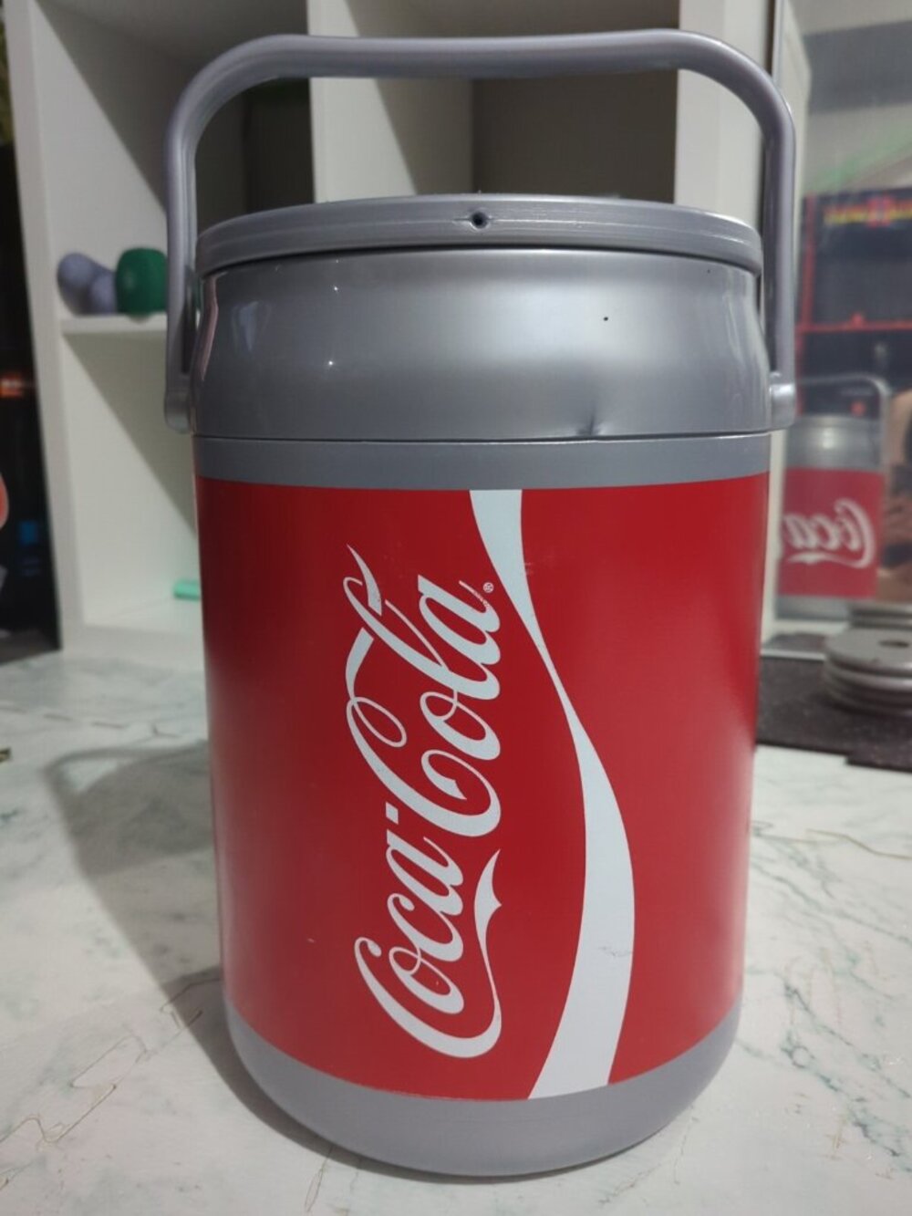 VINTAGE  COCA-COLA PLASTIC "CAN" COOLER W/LID 17 inches Cooper 8.5 Liter Coke